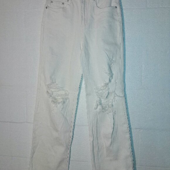 Almost Famous Women's Size 0 High Waisted Ripped Denim Jeans Off White Like New - Picture 2 of 9